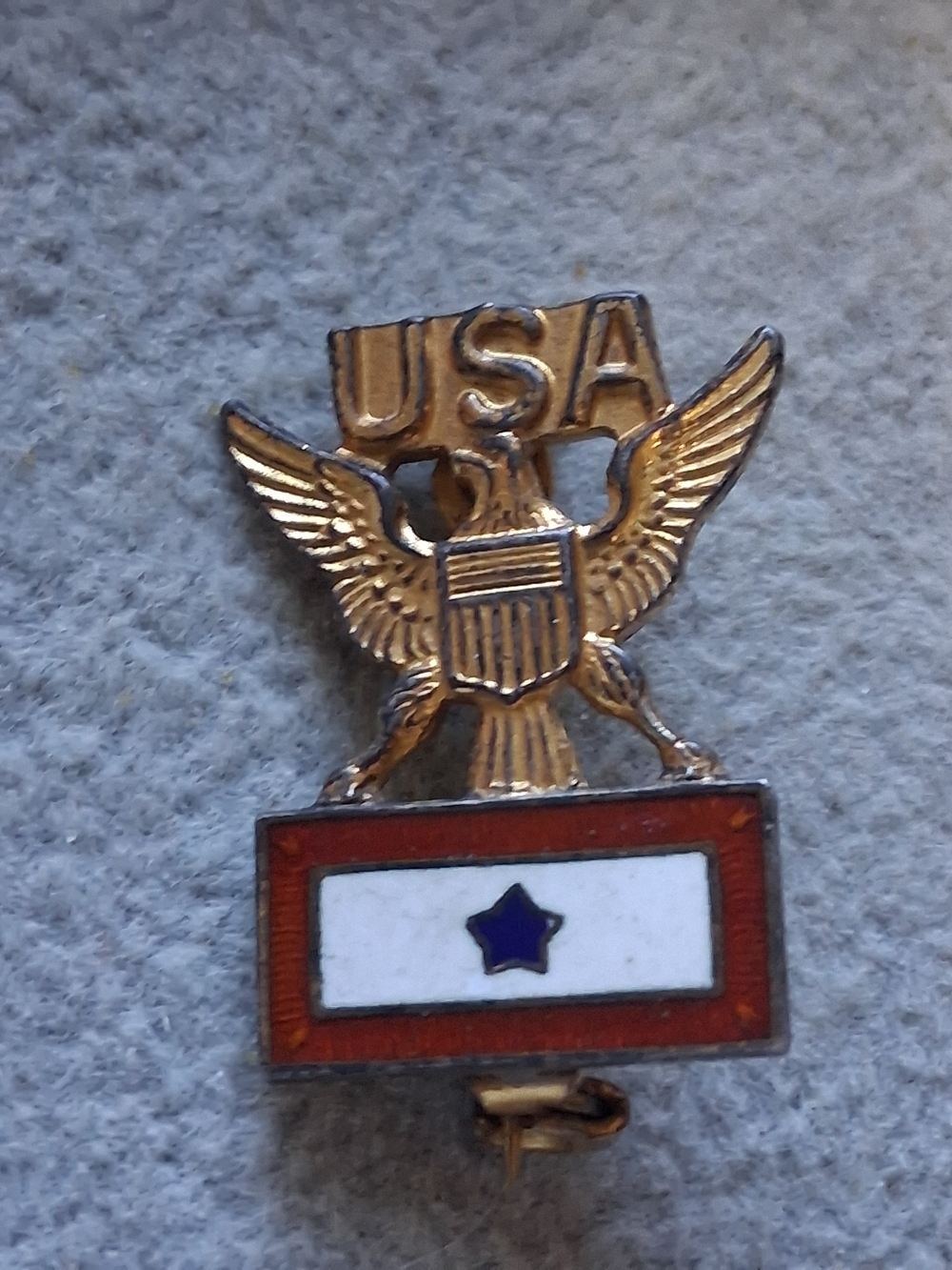 Vintage USA Eagle Star Enamel Pin - Gold Tone